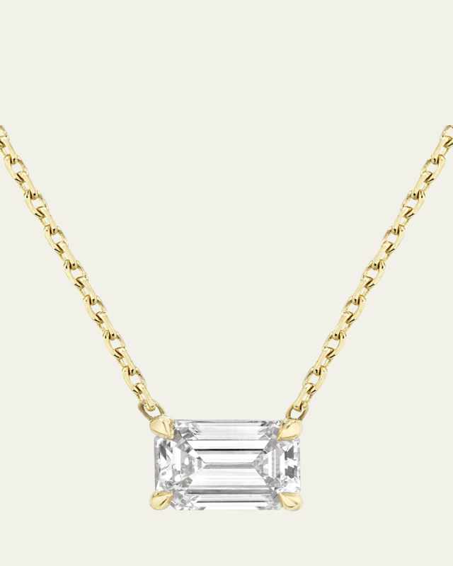 Emerald-Cut Solitaire Lab Grown Diamond Necklace, 1.0tcw